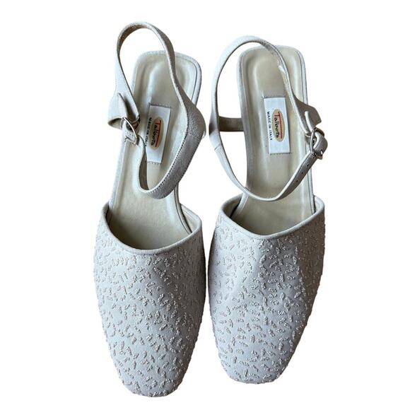 Talbots Beaded Flat Shoe Cream White Size 10M Wedding Mature Mother Bride Formal - Picture 4 of 10